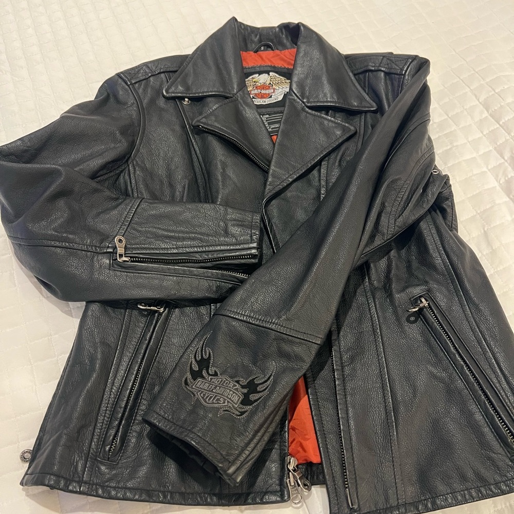New Ladies Harley-Davidson Vintage Black JACKET & GLOVES Premium Leather NWOT